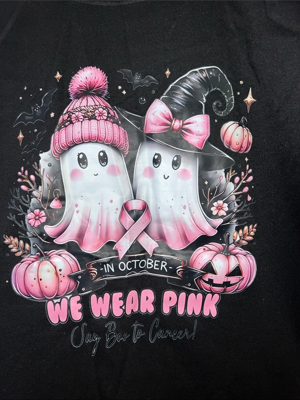 NWOT Women’s Shirt - Pink Breast Cancer Awareness Ghost Pumpkin Graphic
